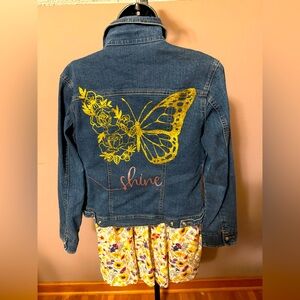 Girls size Large/14 (Limited Too) custom glitter Jean jacket Shine Butterfly